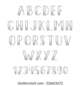 Black alphabet letters and numbers. Vector set. ABC for your design.