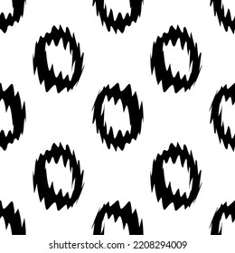Black  alphabet letters O on white background. Seamless abstract vector geometric pattern. Perfect for gift wrapping paper,  Bed sheets and interior. School and learning theme. 