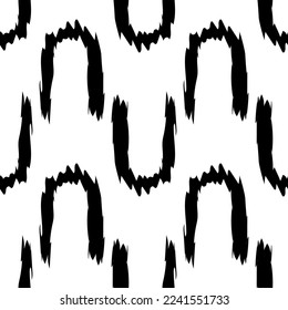 Black  alphabet letters U on white background. Seamless abstract vector geometric pattern. Perfect for gift wrapping paper,  Bed sheets and interior. School and learning theme.