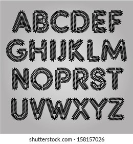 Black alphabet letters, vector set