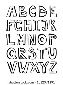 Black alphabet for your banners or invitations. Set of handdrawn letters made in vector isolated on white background 