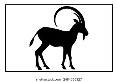 Black Alpine Goat Silhouette, Alpine ibex silhouette illustration