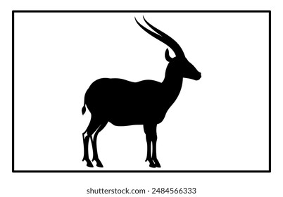 Black Alpine Goat Silhouette, Alpine ibex silhouette illustration