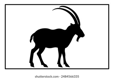 Black Alpine Goat Silhouette, Alpine ibex silhouette illustration