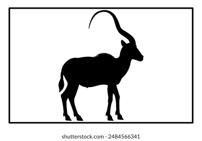 Black Alpine Goat Silhouette, Alpine ibex silhouette illustration