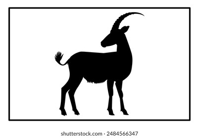 Black Alpine Goat Silhouette, Alpine ibex silhouette illustration