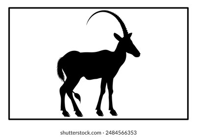 Black Alpine Goat Silhouette, Alpine ibex silhouette illustration