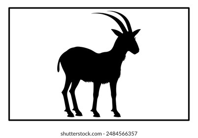 Black Alpine Goat Silhouette, Alpine ibex silhouette illustration