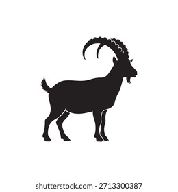 Preto alpino caprino silhueta vetor ilustração plana sobre fundo branco