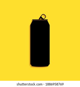 Aluminio negro puede enmarcar un icono aislado en el fondo amarillo. Estilo de sombra larga. Vector.