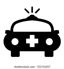 Black ambulance vector icon on white background