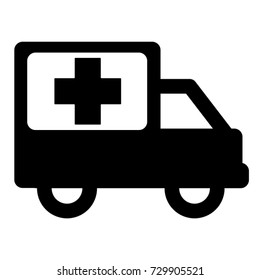 Black ambulance vector icon on white background