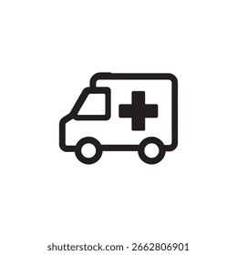 Black Ambulance vector icon and white background.

