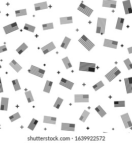 Black American flag icon isolated seamless pattern on white background. Flag of USA.  Vector Illustration