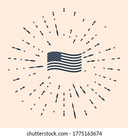 Black American flag icon isolated on beige background. Flag of USA. Abstract circle random dots. Vector Illustration