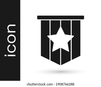 Black American flag icon isolated on white background. Flag of USA. United States of America.  Vector
