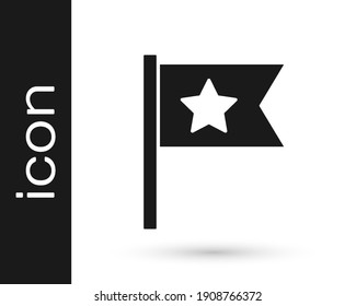 Black American flag icon isolated on white background. Flag of USA. United States of America.  Vector
