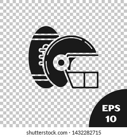 Black American Football ball and helmet icon isolated on transparent background. Set of sport equipment.  Vector Illustration