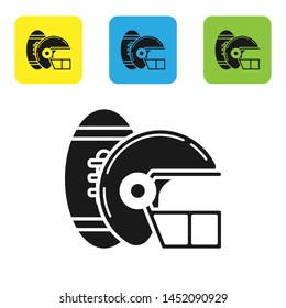 Black American Football ball and helmet icon isolated on white background. Set of sport equipment. Set icons colorful square buttons. Vector Illustration Black American Football ball and helmet icon isolated on white background. Set of sport equipment. Set icons colorful square buttons. Vector Illustration