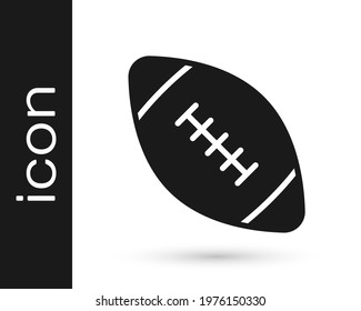 Black American football ball icon isolated on white background. Rugby ball icon. Team sport game symbol.  Vector