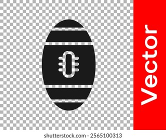 Black American Football ball icon isolated on transparent background. Rugby ball icon. Team sport game symbol.  Vector Illustration