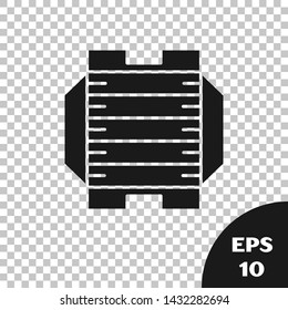 Black American football field icon isolated on transparent background.  Vector Illustration