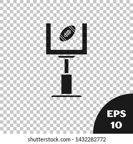 Black American football goal post and football ball icon isolated on transparent background.  Vector Illustration