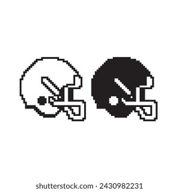 Icono negro del casco de fútbol americano en el arte del pixel y el estilo de 8 bits, icono del vector