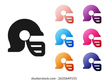 Black American football helmet icon isolated on white background. Set icons colorful. Vector
