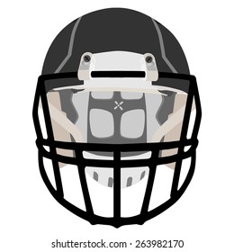 Black american football helmet, sport equipment,outfit, vector isolated