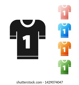 Black American football jersey icon isolated on white background. Football uniform sign. Set icons colorful. Vector Illustration