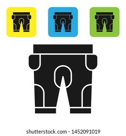 Black American football shorts icon isolated on white background. Football uniform sign. Set icons colorful square buttons. Vector Illustration