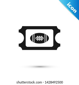 Black American Football ticket icon isolated on white background.  Vector Illustration