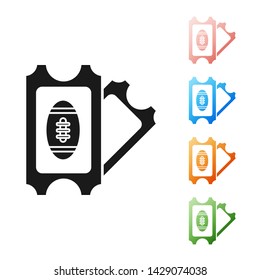 Black American Football ticket icon isolated on white background. Set icons colorful. Vector Illustration