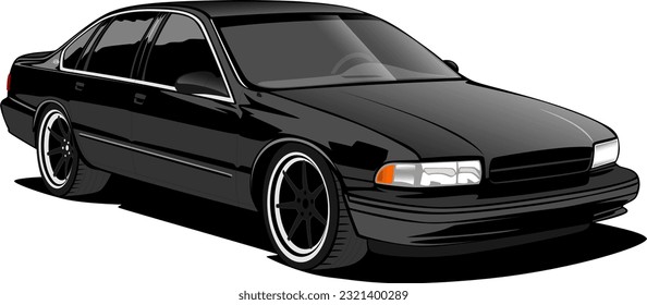 black american muscle sports sedan style classic oldschool vintage retro antique car front side wheels vector illustration