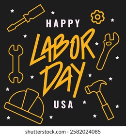 Black American Themed Labour Day Illustration with Tools