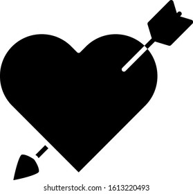 Black Amour symbol with heart and arrow icon isolated on white background. Love sign. Valentines symbol.  Vector Illustration