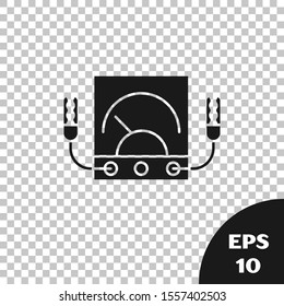 Black Ampere meter, multimeter, voltmeter icon isolated on transparent background. Instruments for measurement of electric current.  Vector Illustration
