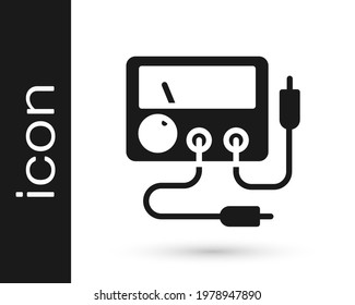 Black Ampere meter, multimeter, voltmeter icon isolated on white background. Instruments for measurement of electric current.  Vector