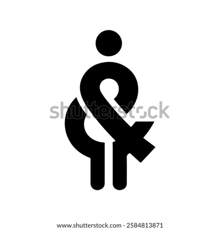 Black ampersand person logo icon vector flat illustration design on white background.
