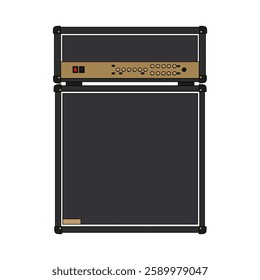 Black amplifier guitar on white background, vector