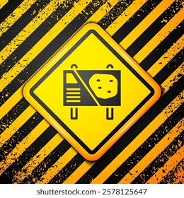 Black Amusement park billboard icon isolated on yellow background. Entertainment in vacation. Warning sign. Vector