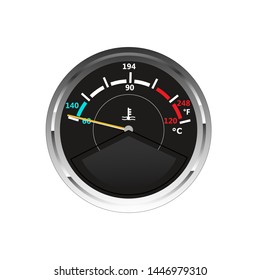 Black analog car temperature indicator