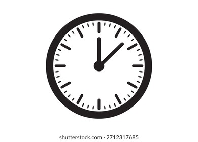Face de relógio analógico preto com mãos de hora e minuto no fundo branco Palavras-chave relógio, tempo, analógico