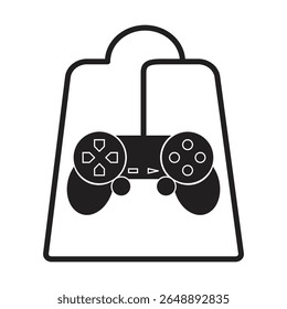 black analog game console icon shaped like a bag