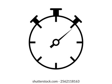 Black analog stopwatch icon on white background