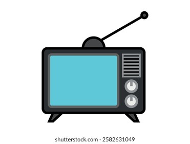 Black analogue television with antenna