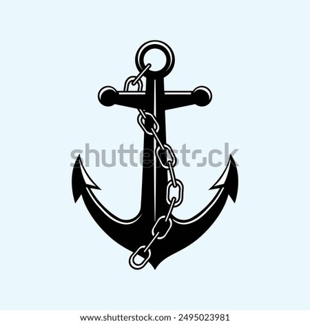 Black anchor chain vector illustration