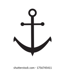 Black anchor drawing for seafood business, fish sale or boat rental