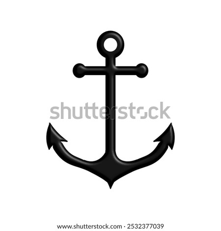 Black anchor icon  with 3d effect